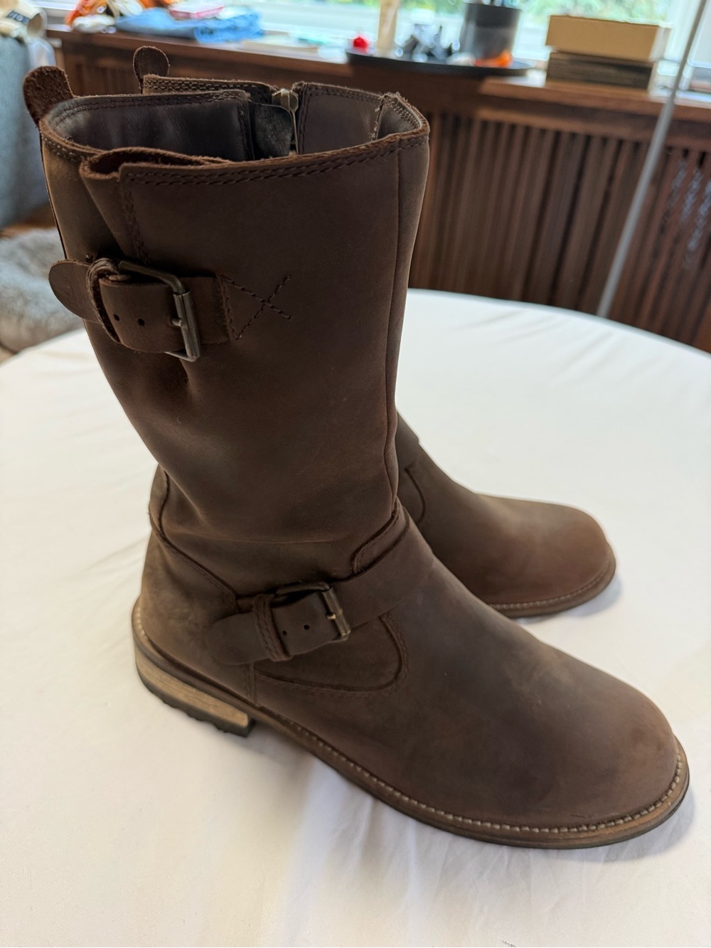 Kodiak Dark Brown Leather Mid-Calf Buckle Boots